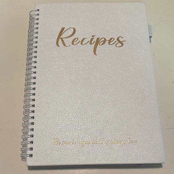 White Recipe Book with Gold Accents - Picture 1 of 4